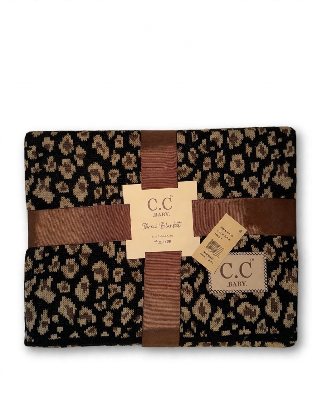 C.C. Baby Leopard Print Throw Blanket - Black & Tan Discontinued